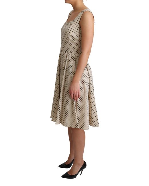 Dolce & Gabbana Natural Elegant Polka Dot Sleeveless A-Line Dress