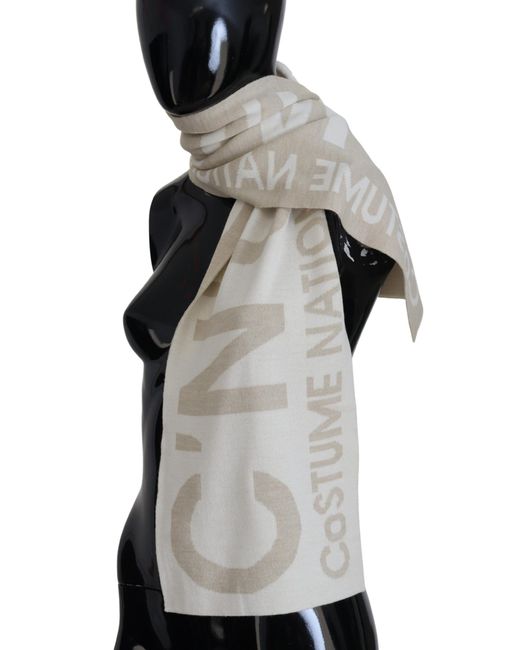 CoSTUME NATIONAL Black Logo Wrap Warmer Shawl Scarf