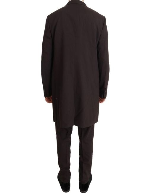 Dolce & Gabbana Black Wool Stretch Long 3 Piece Suit for men