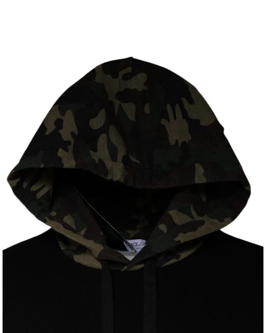 Dolce & Gabbana Black Camouflage Hooded Sweatshirt Sweater for men