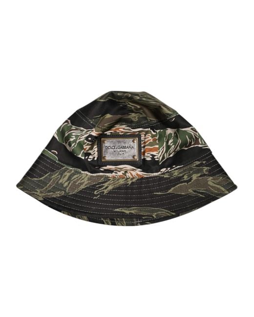 Dolce & Gabbana Green Dg Plaque Wide Brim Bucket Hat for men
