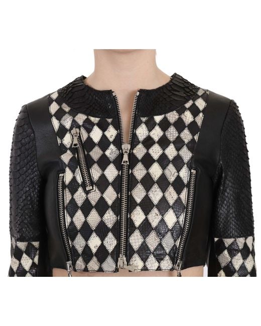 John Richmond Black Leather Short Cropped Biker Jacket Coat