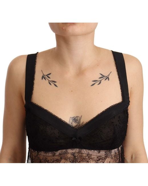 Dolce & Gabbana Black Silk Lace Babydoll Nylon Lingerie Top