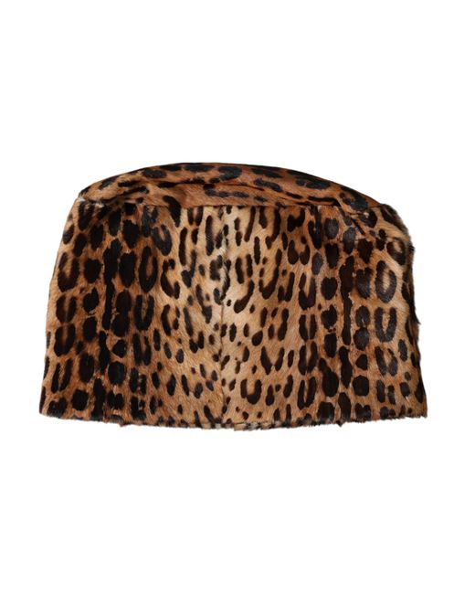 Dolce & Gabbana Brown Leopard Fur Bucket Hat
