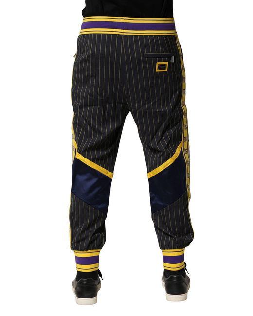 Dolce & Gabbana Black Stripes Wool Jogger Pants for men