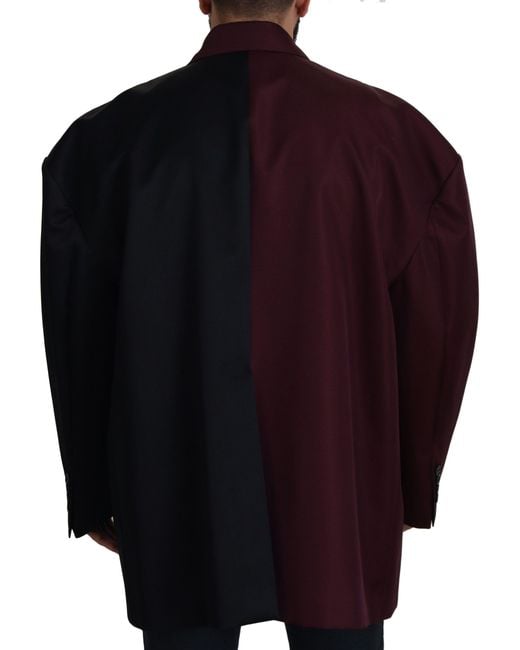 Dolce & Gabbana Blue Polyester Double Breasted Jacket for men