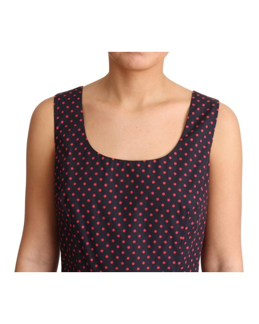 Dolce & Gabbana Purple Polka Cotton A-Line Gown Dress