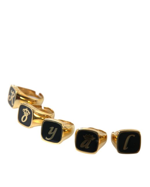 Dolce & Gabbana Multicolor Brass Royal Enamel Set Of 5 Ring for men
