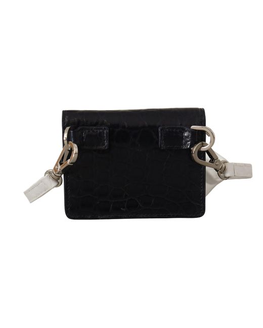 Dolce & Gabbana Black Exotic Leather Bifold Wallet With Strap for men