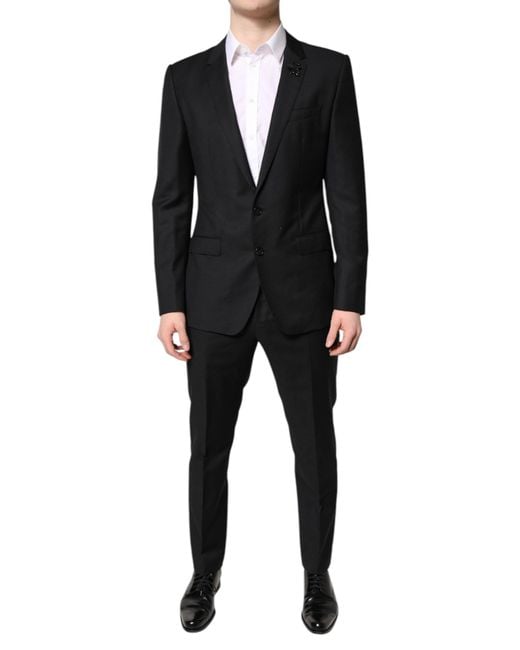 Dolce & Gabbana Black Wool Single Breasted 2 Piece Suit for men