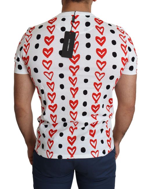 Dolce & Gabbana Red Hearts Print Cotton Top T-Shirt for men