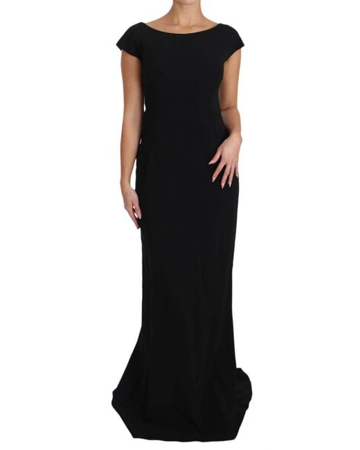 Dolce & Gabbana Black Stretch Fit Flare Gown Maxi