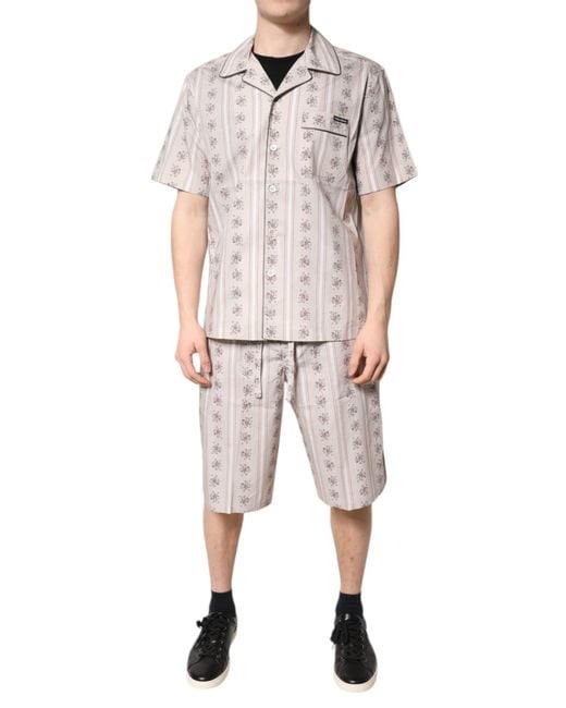 Dolce & Gabbana Natural Floral Print Cotton Pajama Set Sleepwear for men