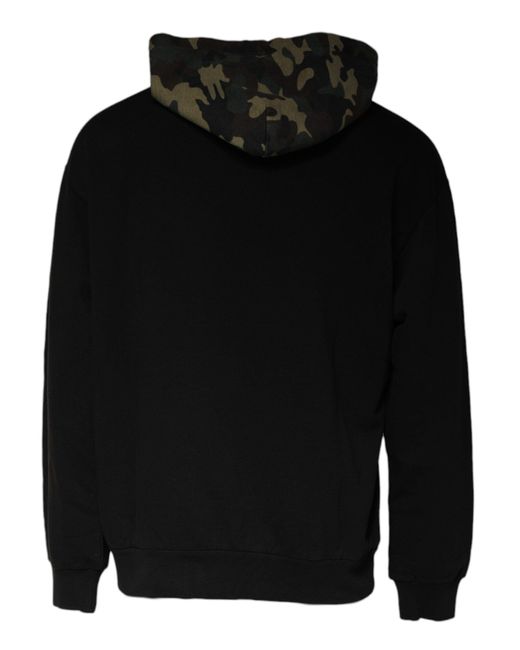 Dolce & Gabbana Black Camouflage Hooded Sweatshirt Sweater for men