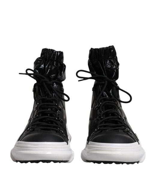 Dolce & Gabbana Black Nylon Galileo High Top Sneakers Shoes for men