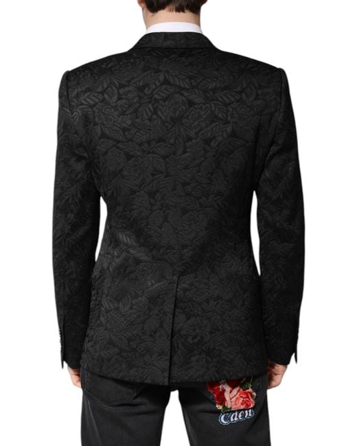 Dolce & Gabbana Black Martini Brocade Single Breasted Blazer for men
