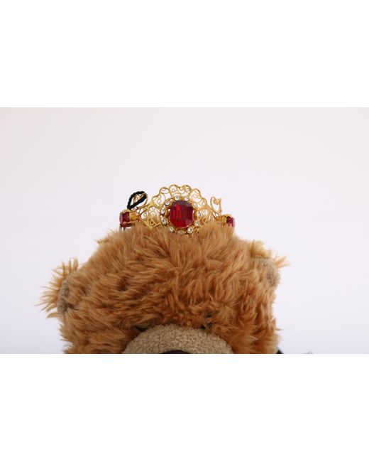 Dolce & Gabbana Brown Teddy Bear Crystal Crown Tiara Diadem Hair Band Accessory