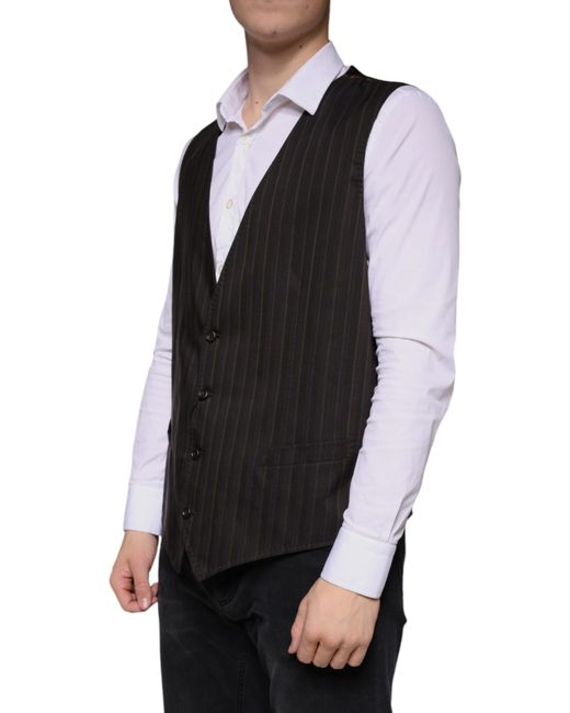 Dolce & Gabbana Black Cotton Waistcoat Dress Formal Vest for men