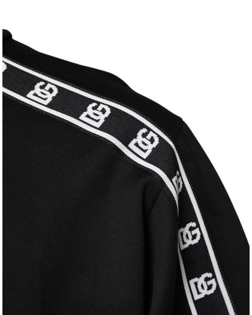 Dolce & Gabbana Black Cotton Dg Print Turtleneck T-Shirt for men