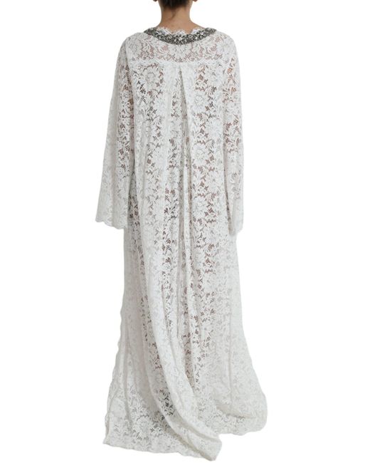 Dolce & Gabbana Gray Lace Crystal Embellished Shift Dress