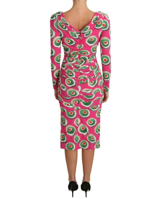 Dolce & Gabbana Silk Sheath Stretch Dress Pink Dr2016
