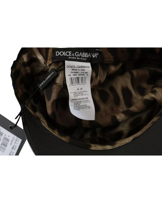 Dolce & Gabbana Black Leather Crystal Beads Gold Ribbon Fiddler Cap