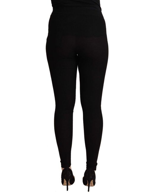 Dolce & Gabbana Black Elegant High Waist Cashmere-Silk Tight Pant