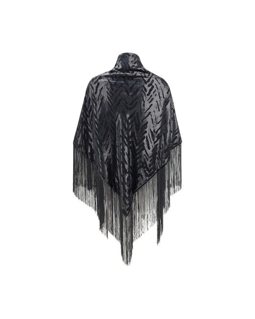 Giorgio Armani Black Velvet Shawl With Fringes