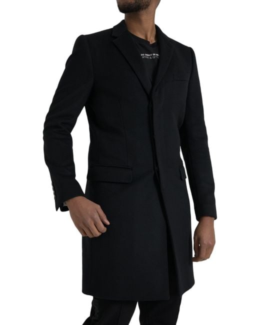Dolce & Gabbana Black Single Breasted Trench Coat Jacket for men