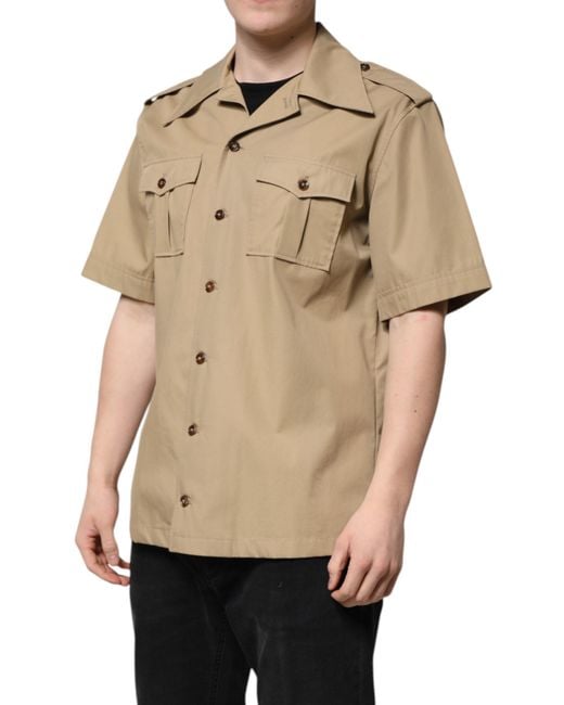 Dolce & Gabbana Natural Graphic Print Short Sleeves Shirt for men