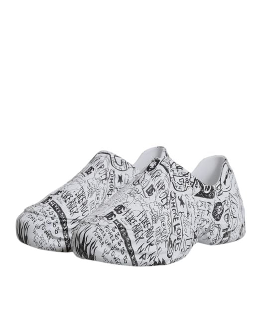 Dolce & Gabbana White Graffiti Daymaster Sneakers Shoes Calf Leather for men