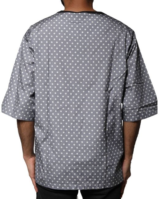 Dolce & Gabbana Gray Polka Dot Pinup Graphic Tee for men
