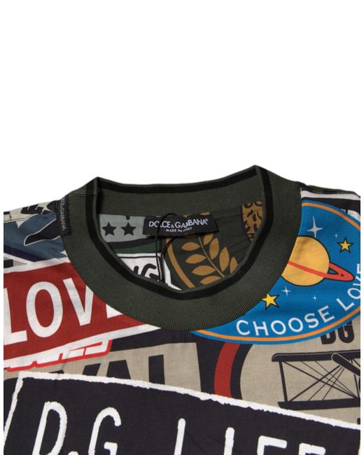 Dolce & Gabbana Black Patchwork Graphic Tee for men