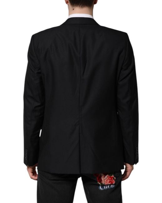 Dolce & Gabbana Black Dark Martini Wool Blazer Coat Jacket for men
