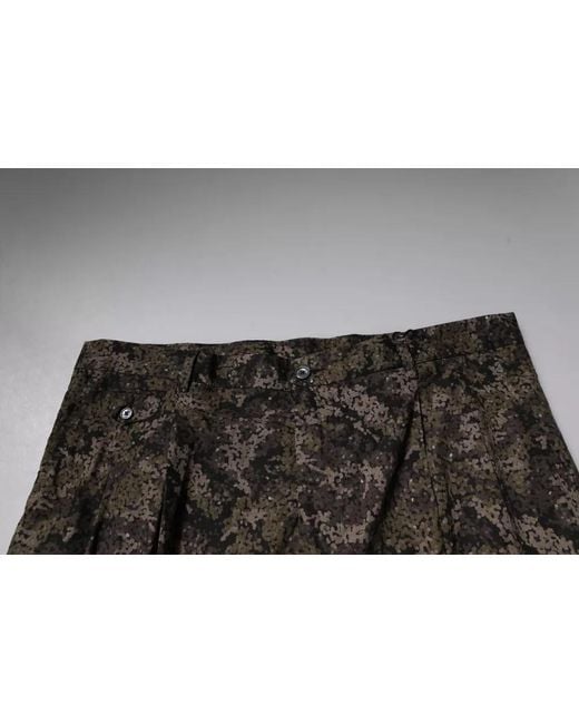 Dolce & Gabbana Black Camouflage Dress Pants Cotton for men