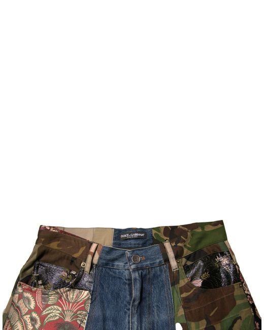 Dolce & Gabbana Black Patchwork Cotton Straight Denim Jeans for men