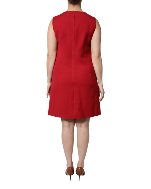 Dolce & Gabbana Red Wool Sleeveless Knee Length A-Line Dress