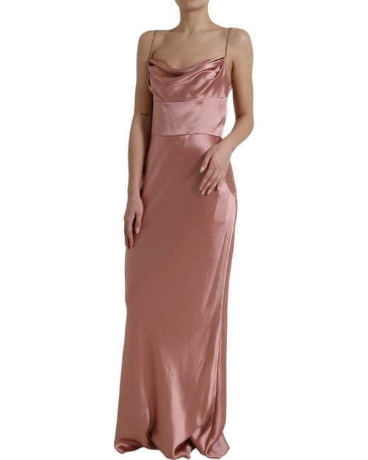 Dolce & Gabbana Red Silk Spaghetti Straps Long Gown Dress