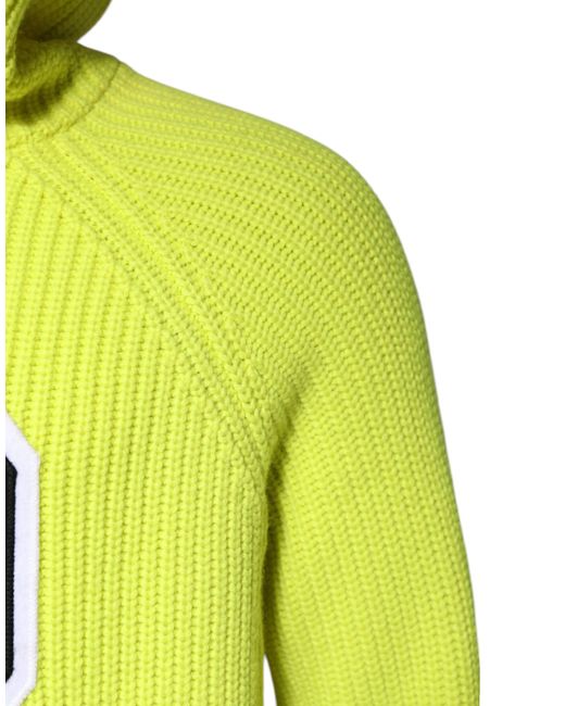 Dolce & Gabbana Yellow Hooded Knit Sweater 69 for men