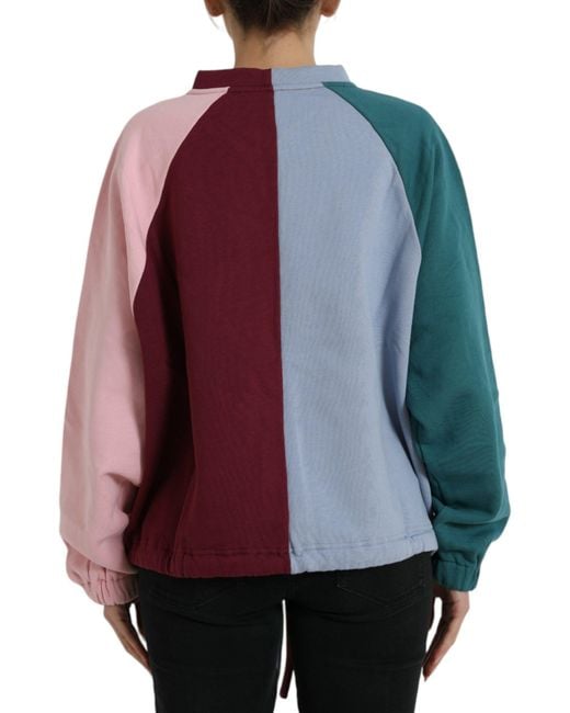 Dolce & Gabbana Blue Cotton Crewneck Pullover Sweater