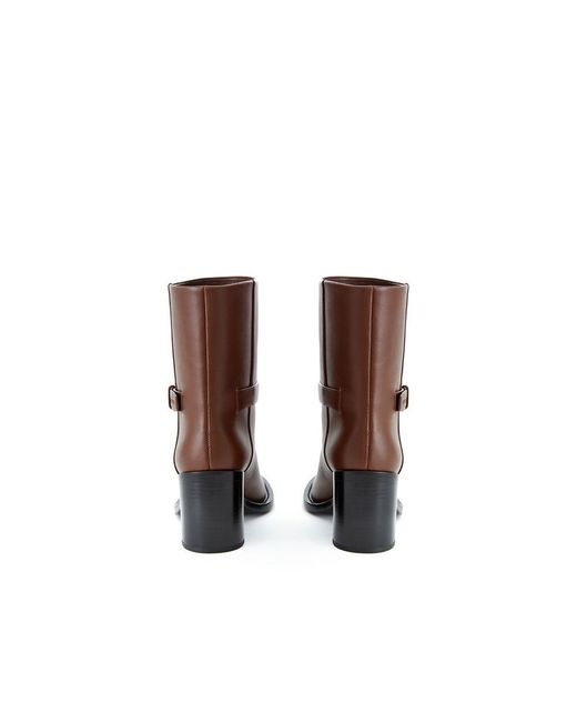 Burberry Brown Leather Buckle Boots Midcalf Style