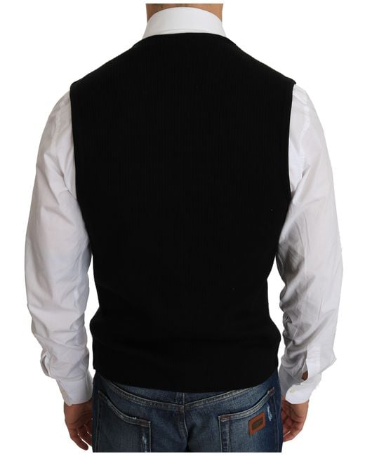 Dolce & Gabbana Black Sleek Cotton Formal Vest for men