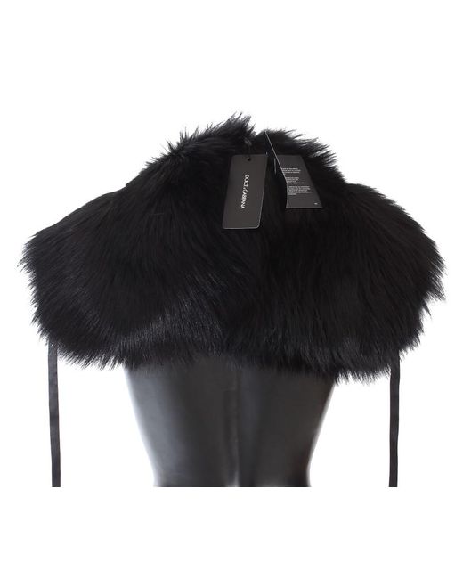 Dolce & Gabbana Black Fox Fur Shoulder Wrap Cover Collar Scarf