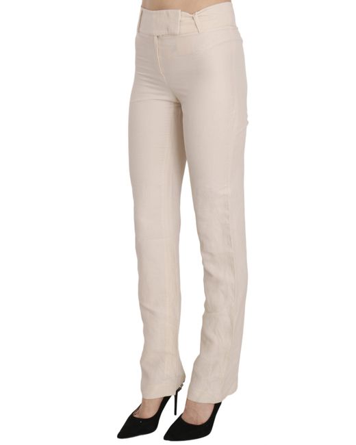 Laure'l White High Waist Silk Blend Flared Dress Trousers Pants