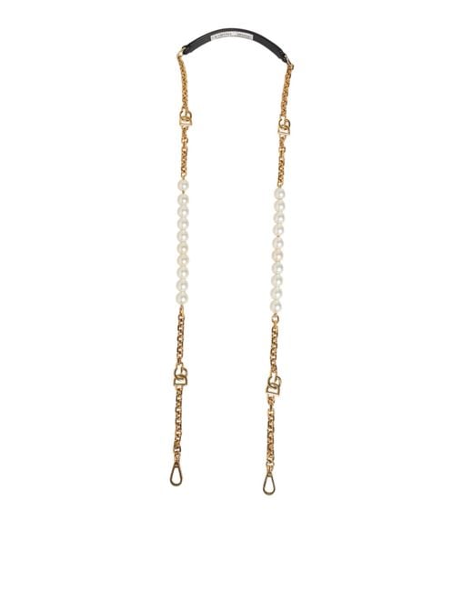 Dolce & Gabbana White Leather Chain Bag Accessory Shoulder Strap