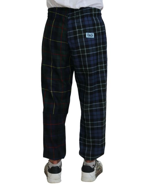 Dolce & Gabbana Black Checkered Wool Jogger Pants for men