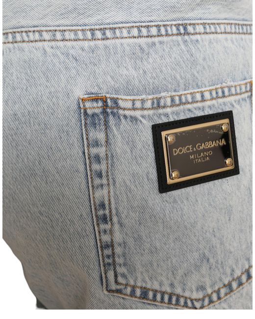 Dolce & Gabbana Multicolor Floral Print Denim Bermuda Shorts for men