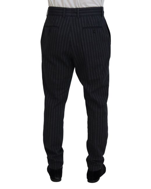 Dolce & Gabbana Black Elegant Striped Chino Dress Pants for men
