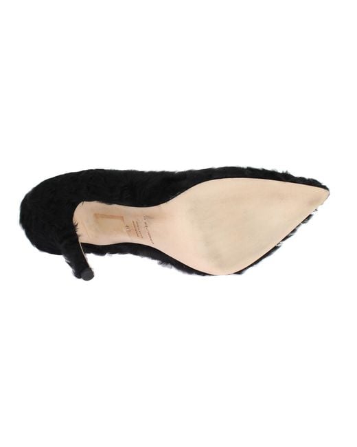 Dolce & Gabbana Black Xiangao Lamb Fur Leather Pumps