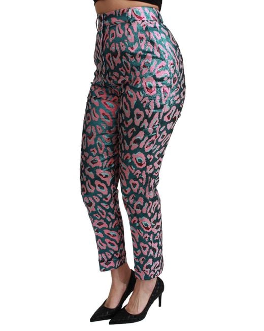 Dolce & Gabbana Black Dolce Gabbana Multicolor Patterned Cropped High Waist Pants